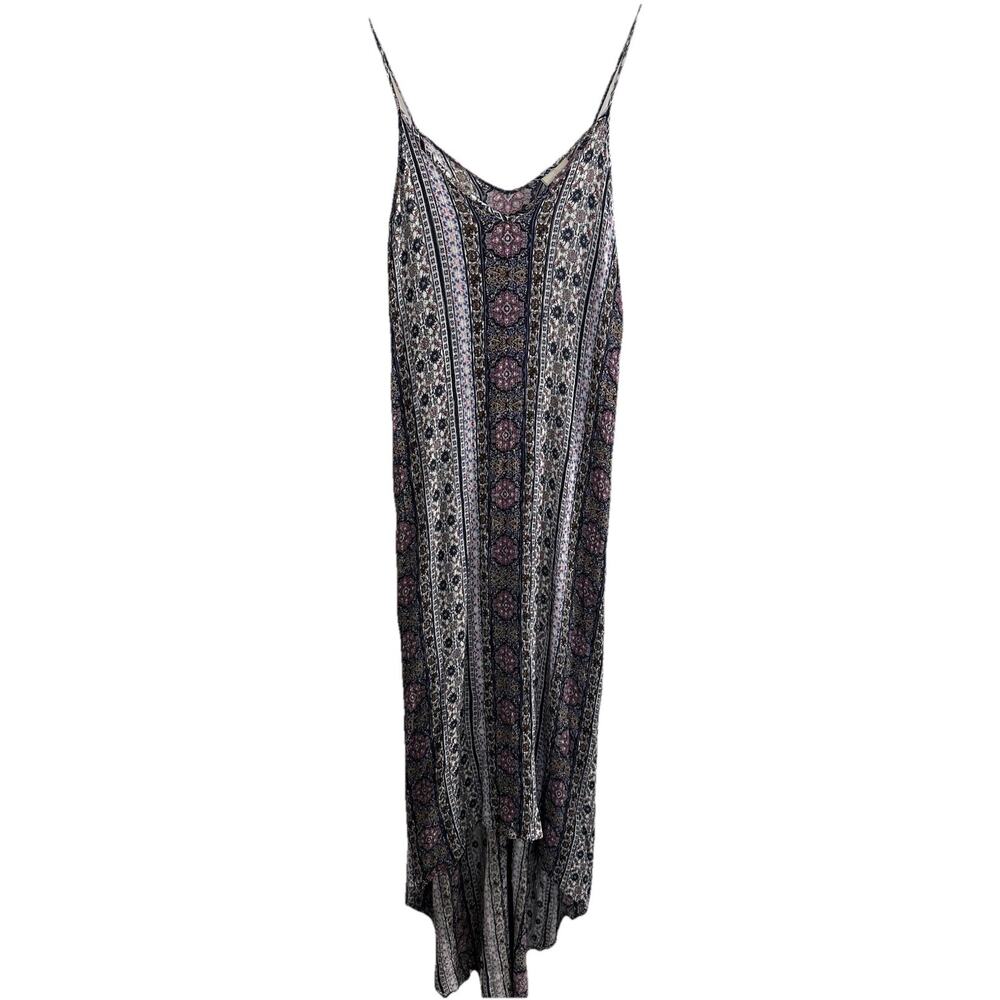 Knox Rose Women’s Navy Pink Paisley Hi-Low Strappy Maxi Dress Sleeveless Size M